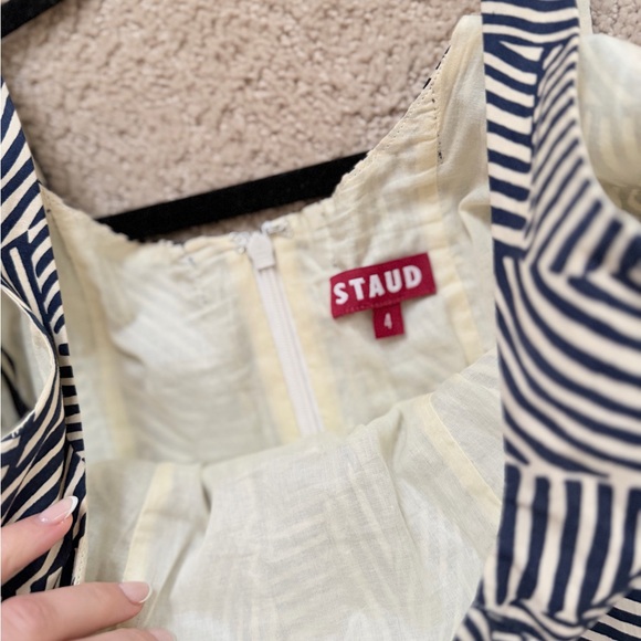 STAUD black and Cream Striped Dress - Picture 4 of 6